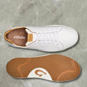 Olukai Mens Lae' Ahi Li 'ili Sneakers Shoes White Leather Lace Up Mens Size 9